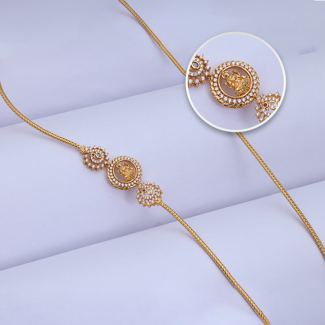 Charming Gold Plated Mugappu Chain Design