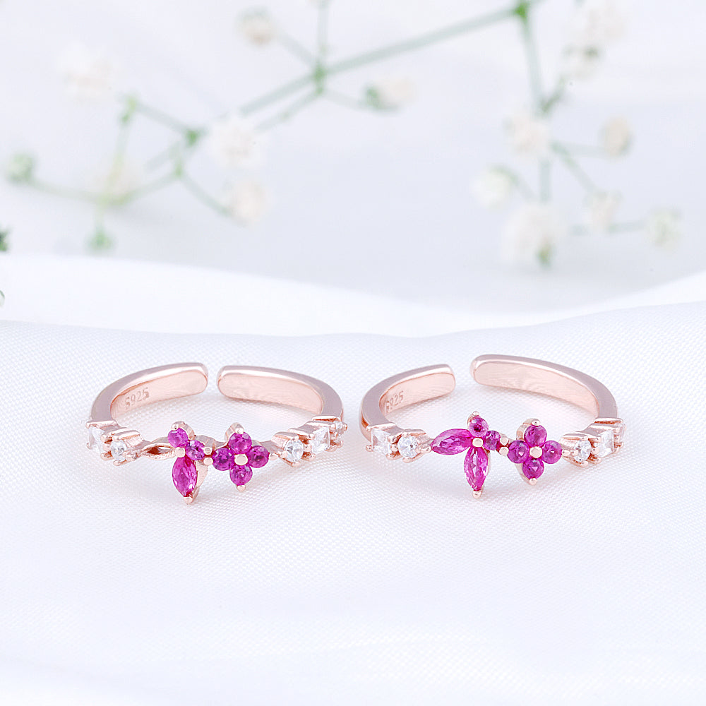 Classic CZ Silver Rose Gold Toe Ring | Chaneira Jewels