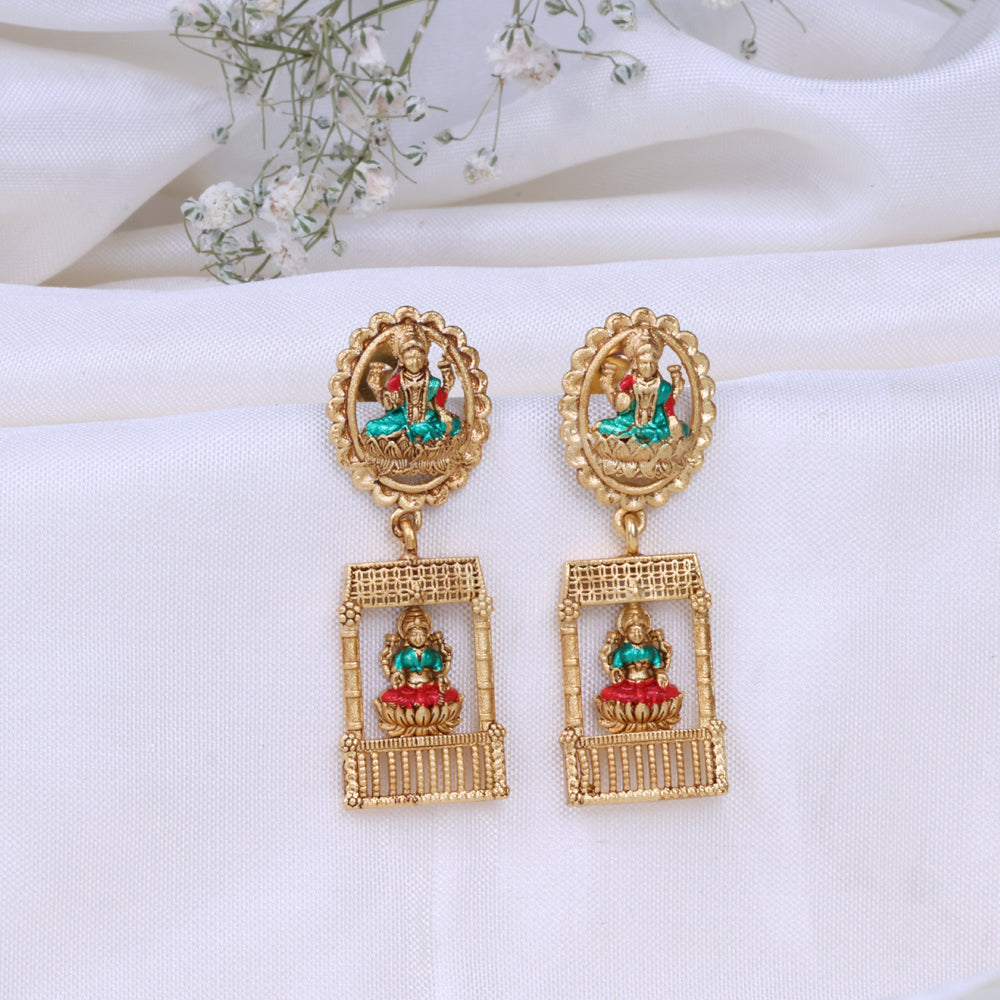Classic Gold Plated Enamel Jhumkas Earrings| Functional Wear