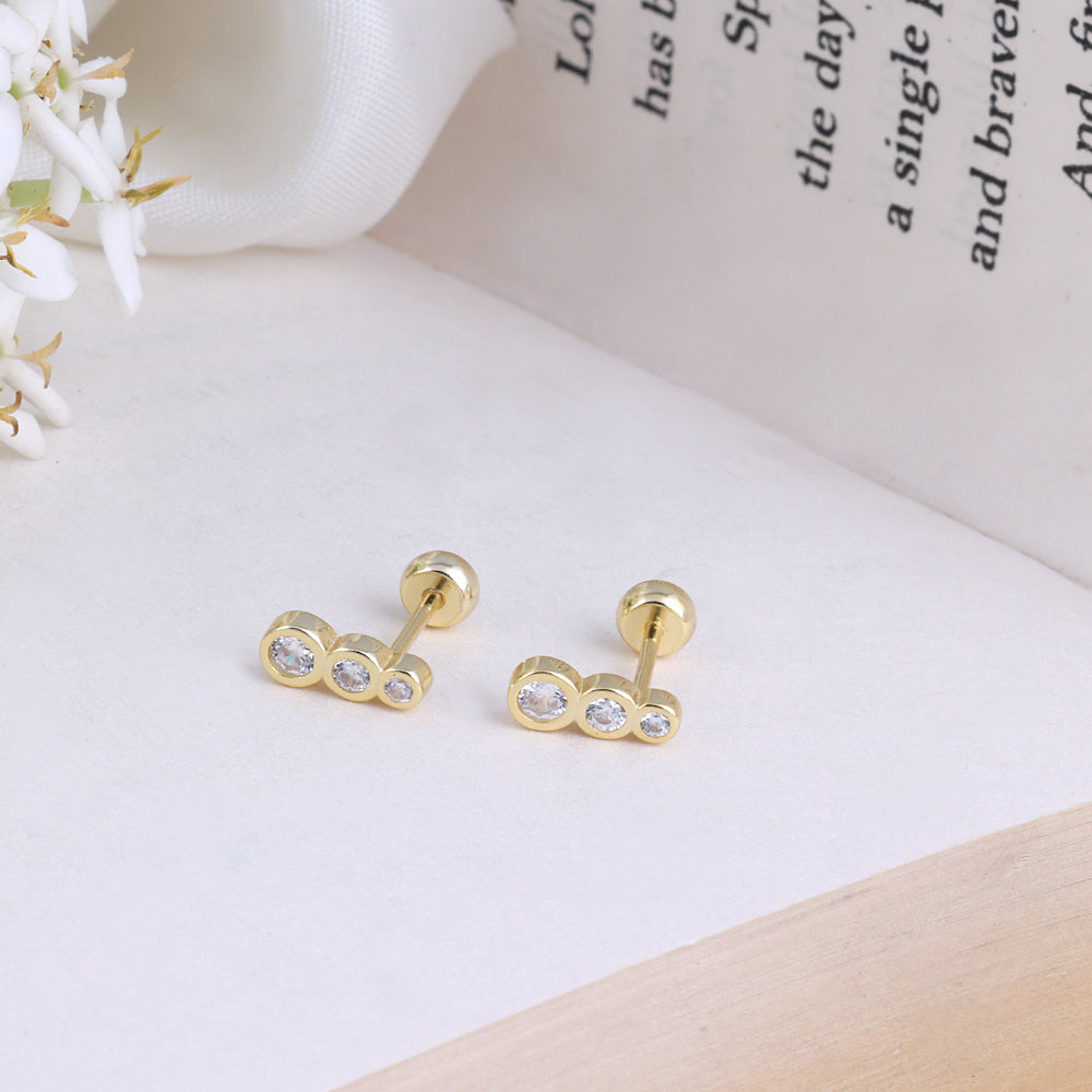 Classic Gold Plated Second Stud Studs for Girls & Women
