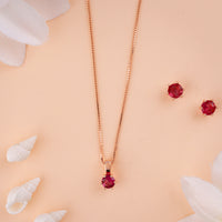 Classic Italian CZ Rose Gold Chain Pendant Set for Women| Office Wear