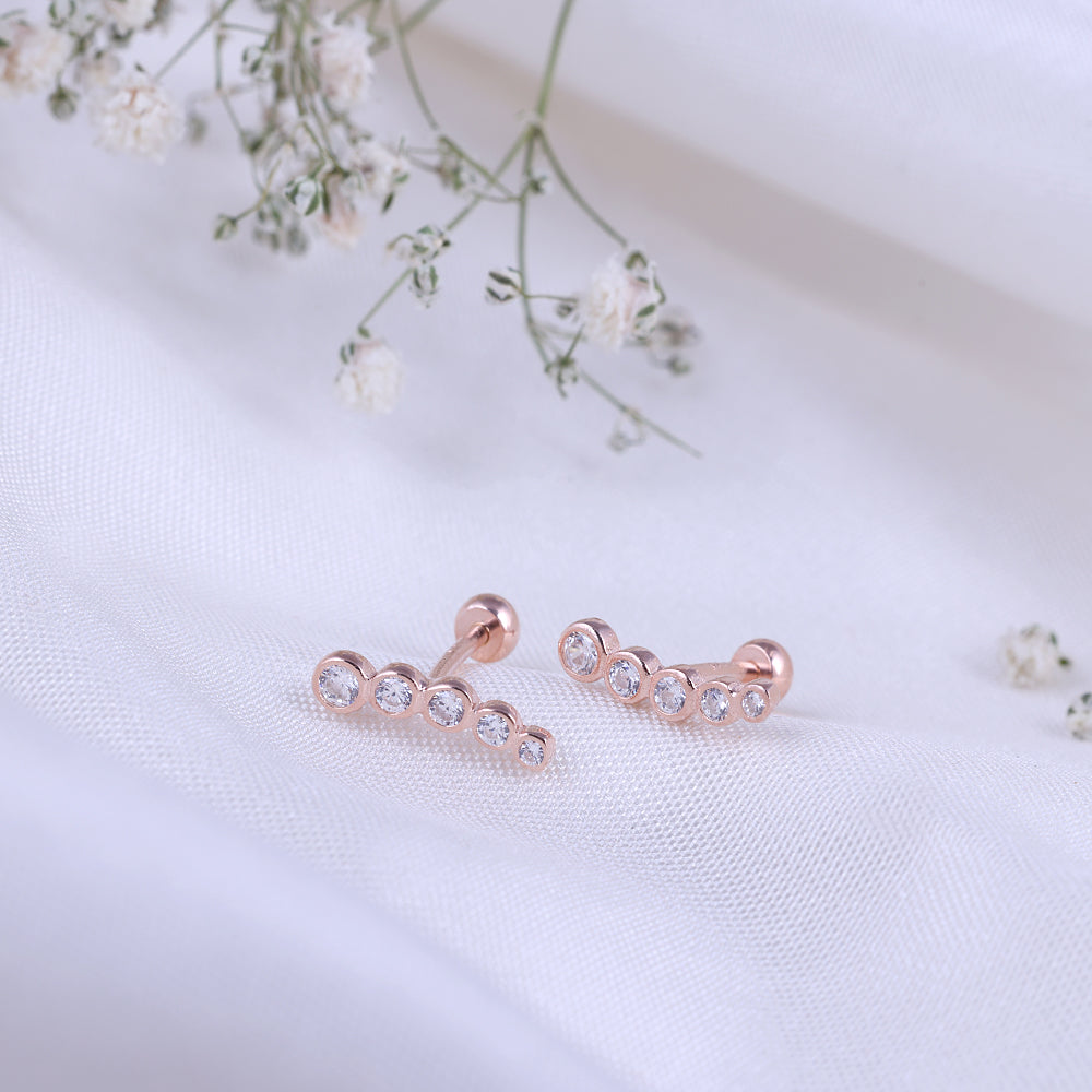Classic Rose Gold Second Stud Studs for Girls & Women