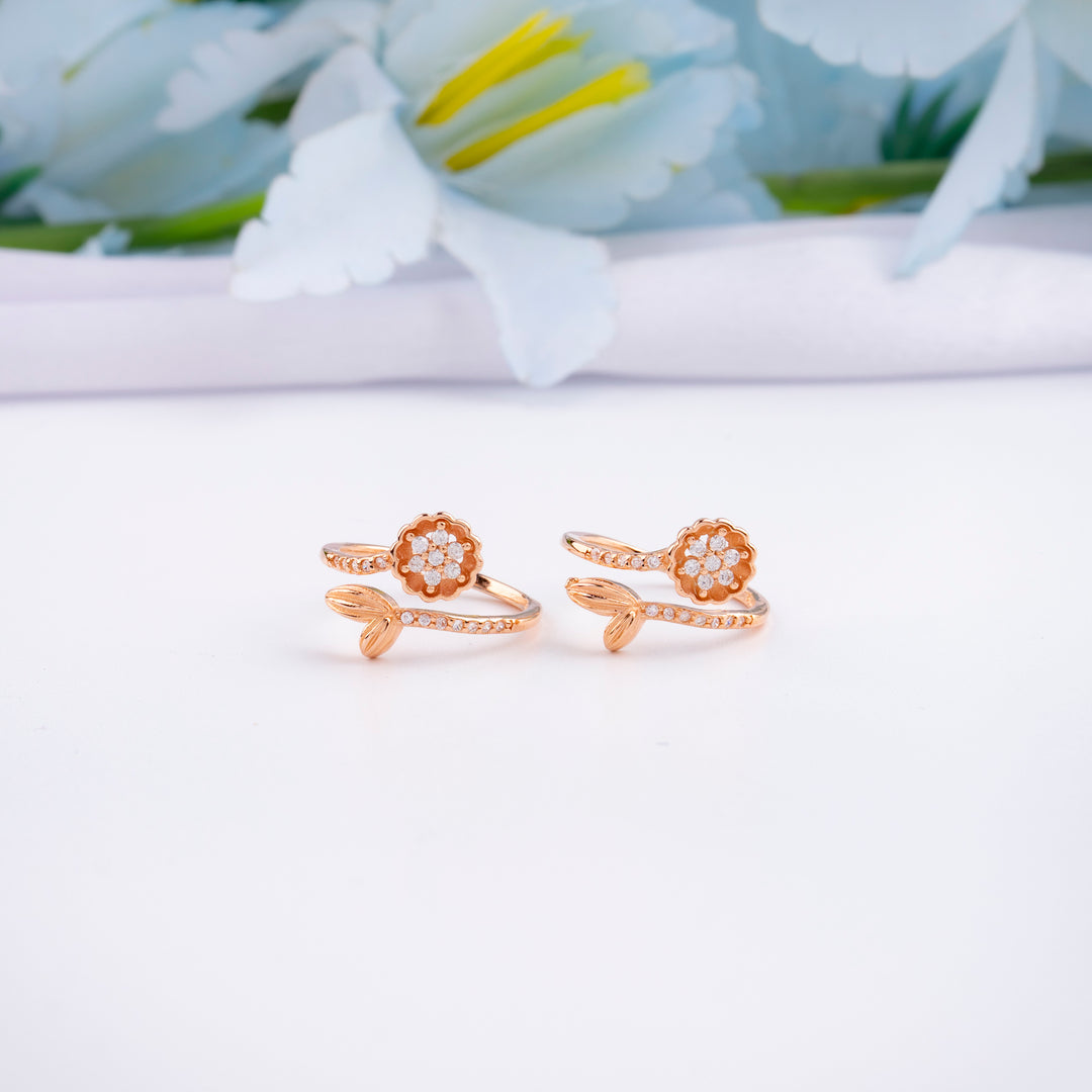 Classic Silver Rose Gold CZ Toe Ring