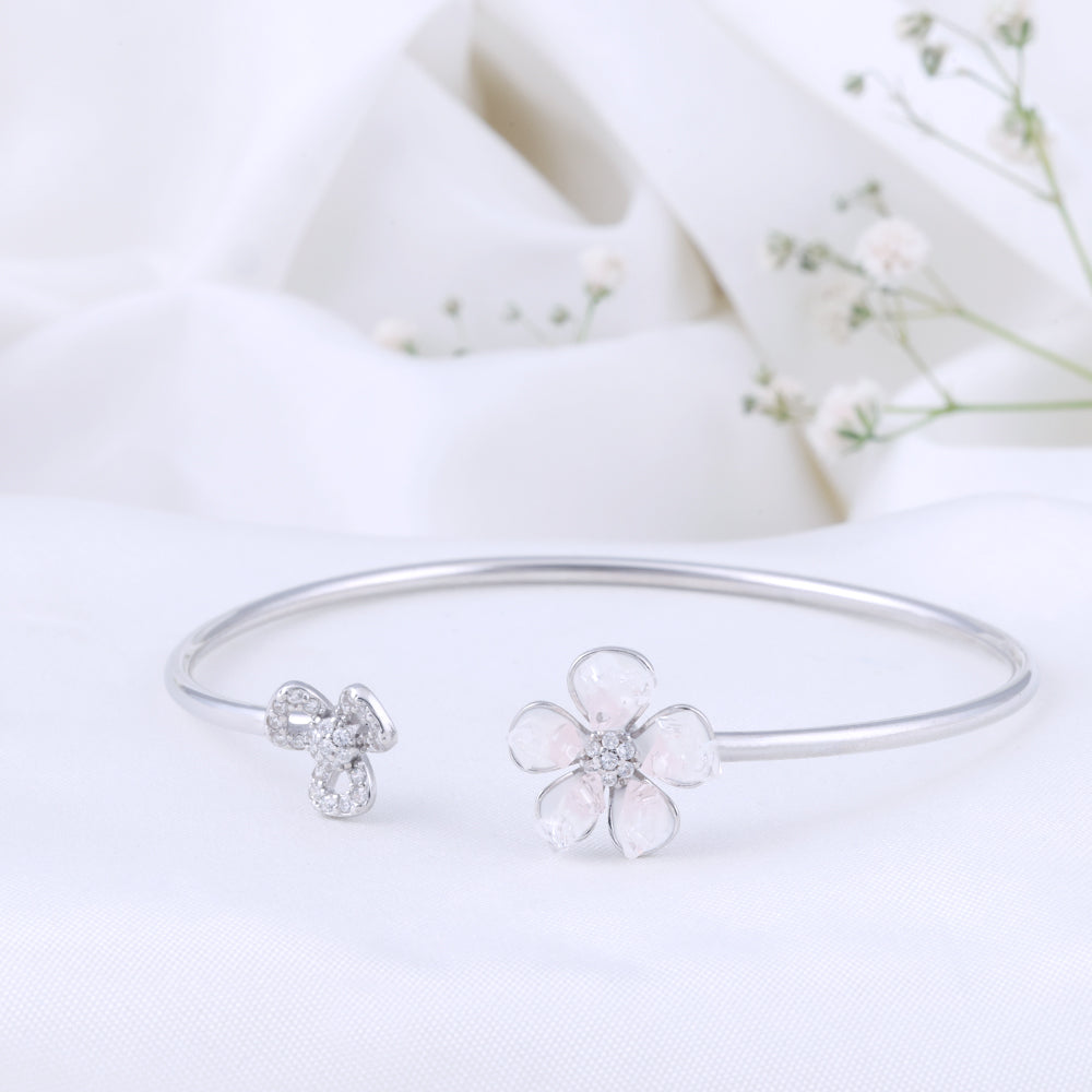 Colour Detail Enamel Rose Gold Kada Bracelet for Women