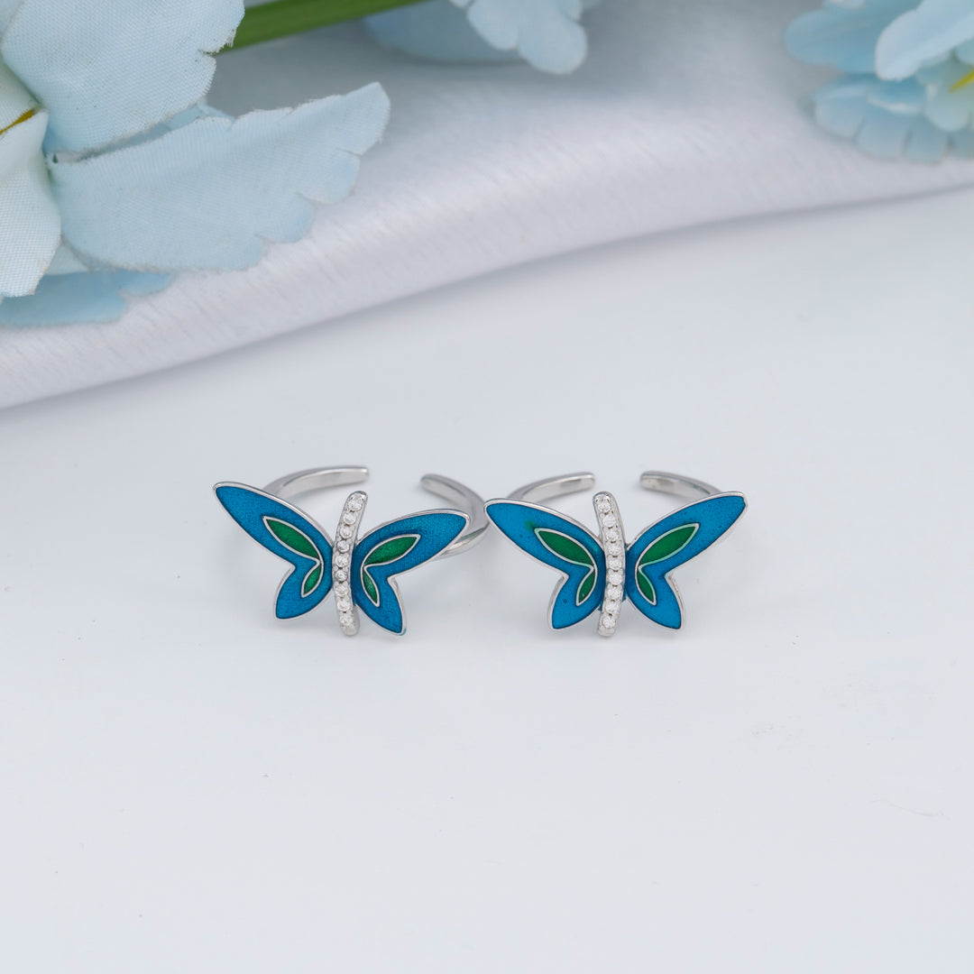 Colourful Silver Toe Rings for Women/Statement