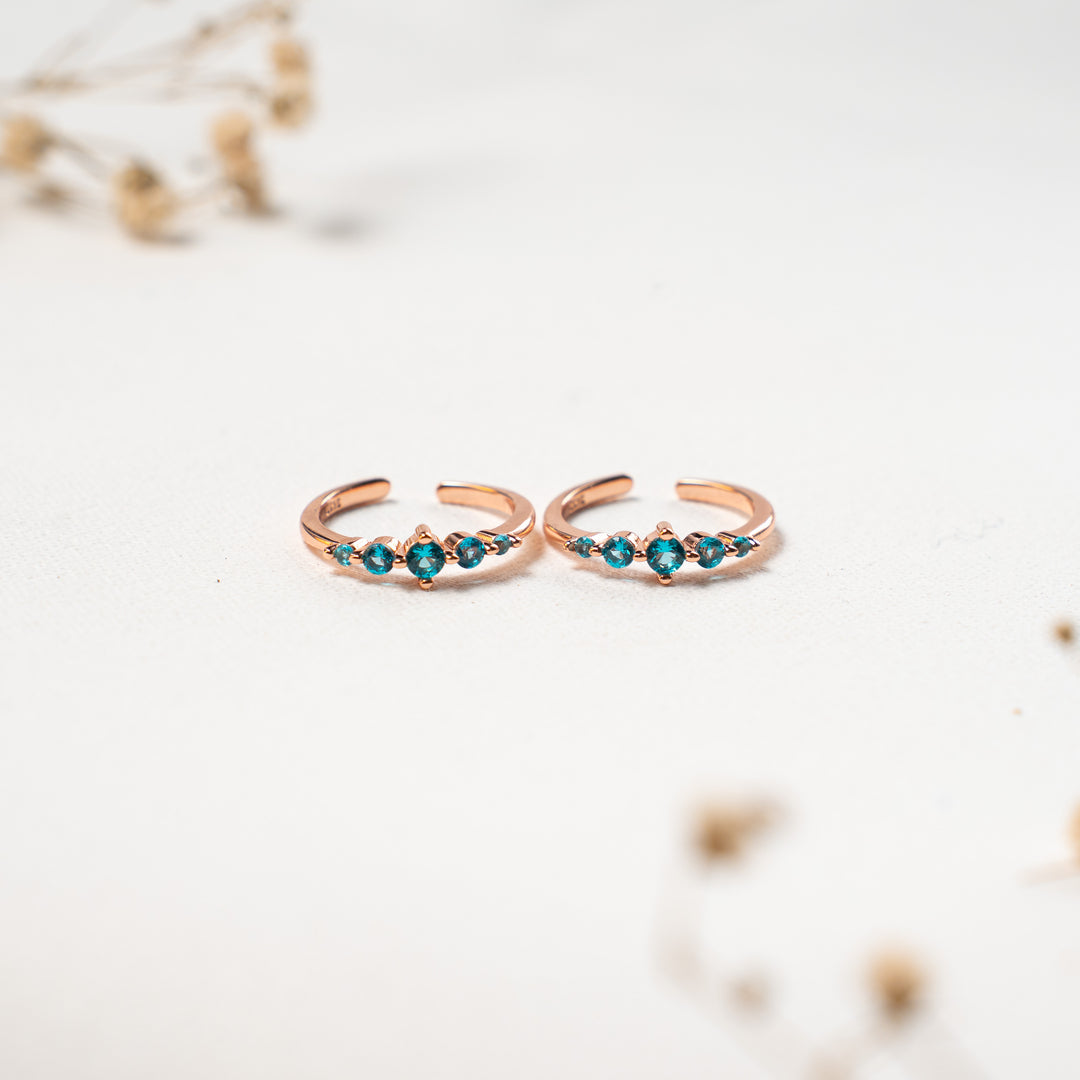 Comfort Fit CZ Rose Gold Toe Ring Design for Women
