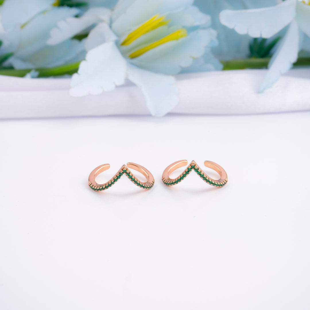Comfort Fit Silver Rose Gold CZ Toe Ring