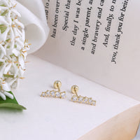Contemporary Small Silver Gold Plated Second Stud Earrings
