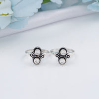 Cut Stone Silver Toe Rings for Women/Bridal