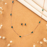 92.5 Silver Rose Gold CZ Stone Chain
