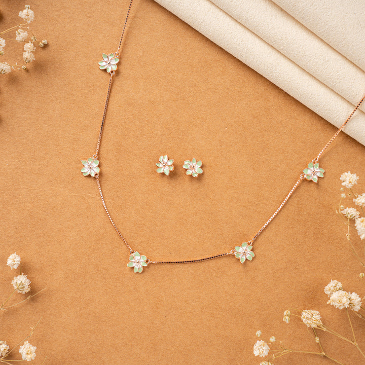 92.5 Silver Rose Gold Enamel Chain