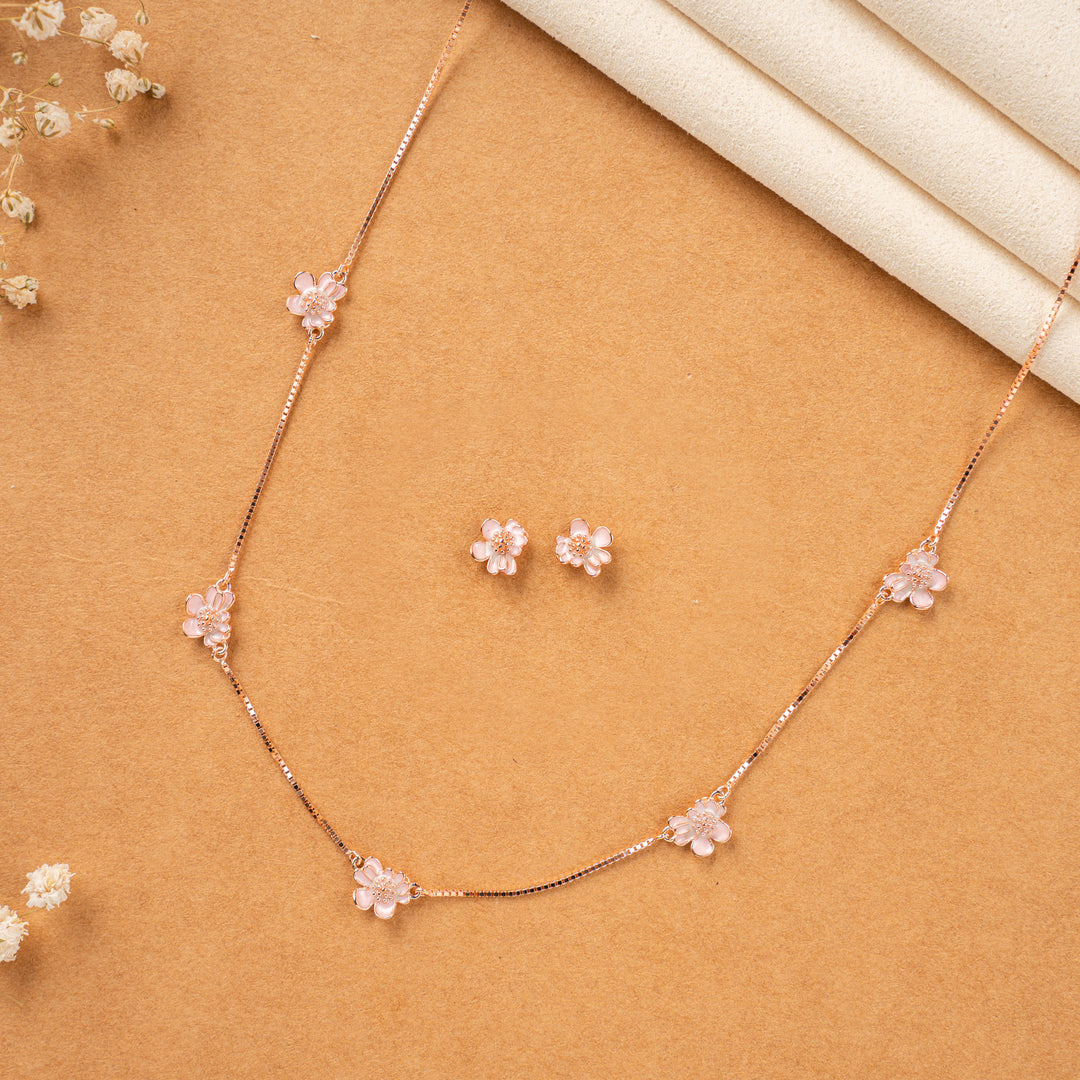 Rose Gold Enamel Silver Chain Design