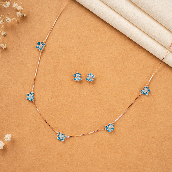 Rose Gold Enamel Silver Chain Design