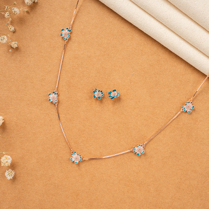 Rose Gold Enamel Silver Chain Design