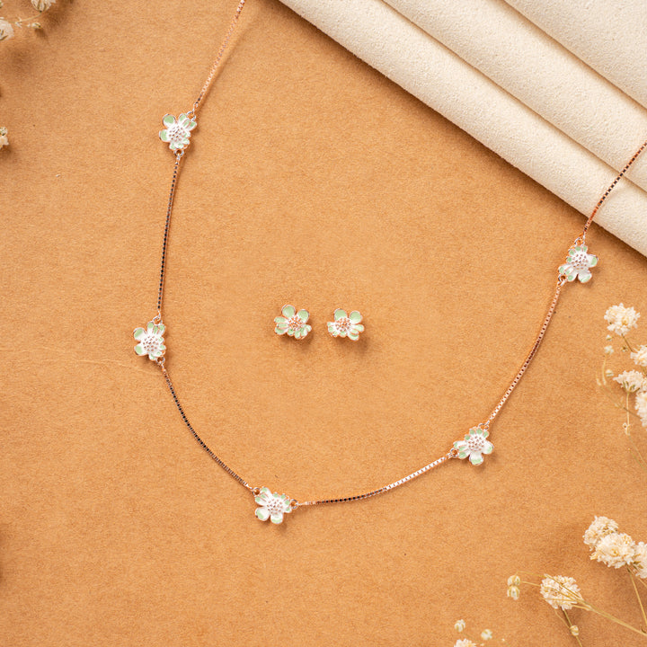 Rose Gold Enamel Silver Chain Design