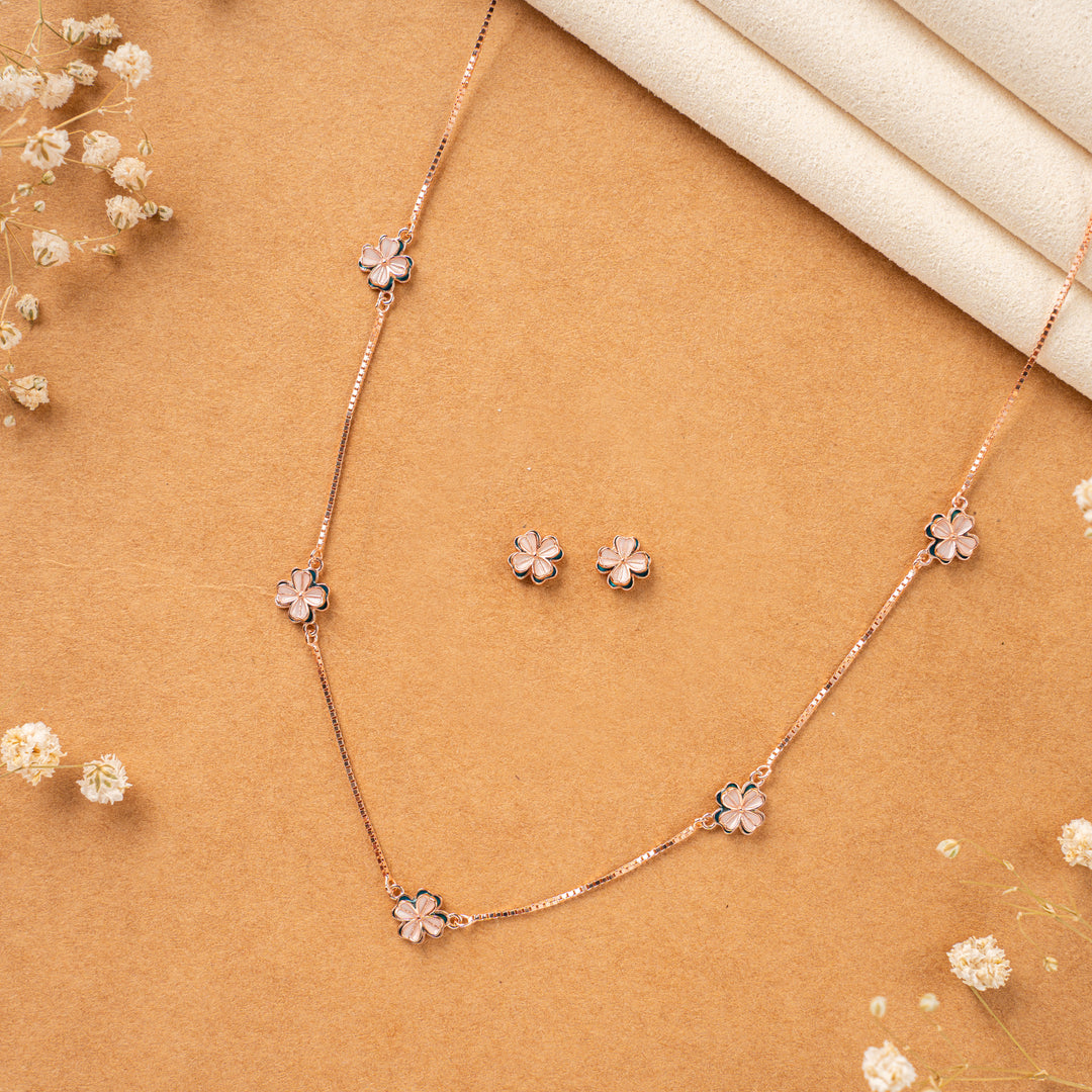 92.5 Silver Rose Gold Enamel Chain