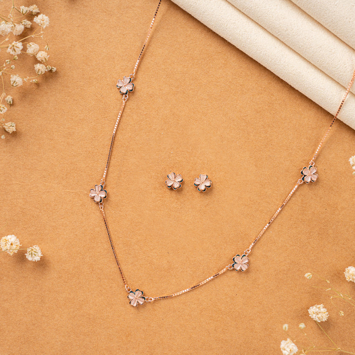 92.5 Silver Rose Gold Enamel Chain