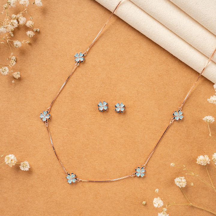 92.5 Silver Rose Gold Enamel Chain