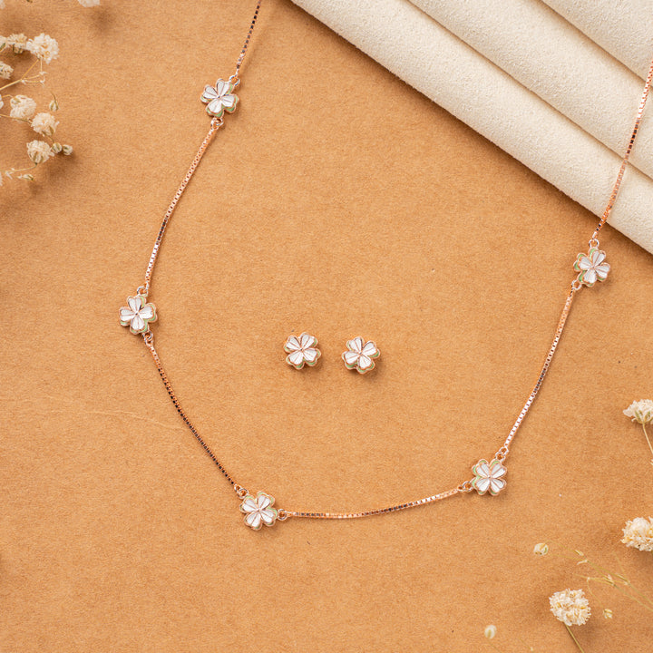 92.5 Silver Rose Gold Enamel Chain
