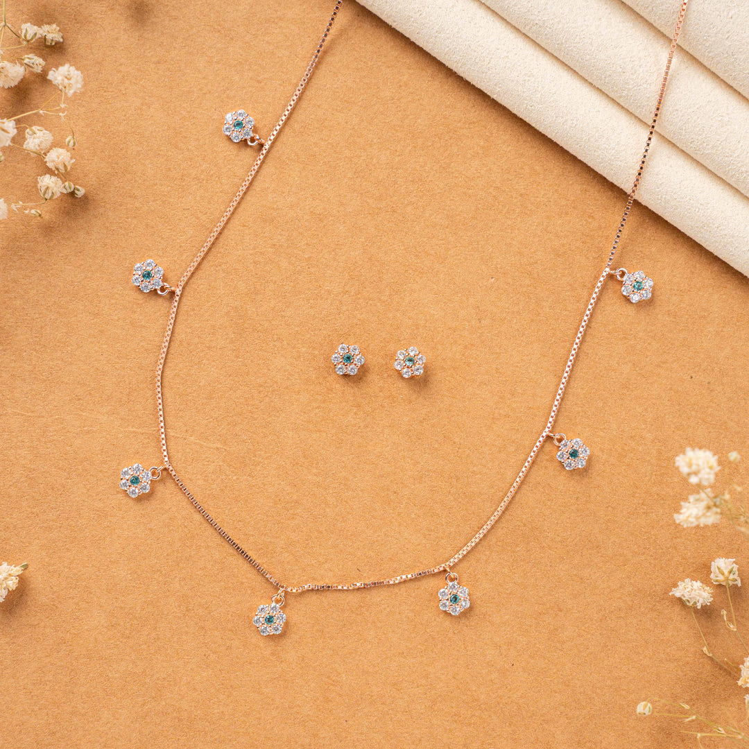 Elegant Rose Gold CZ Stone Chain