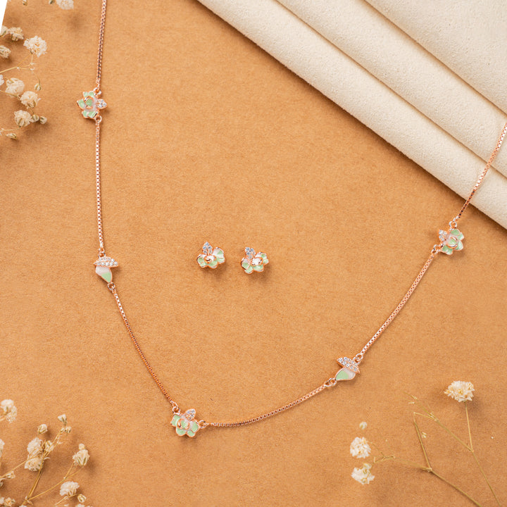 Rose Gold Enamel Silver Chain Design