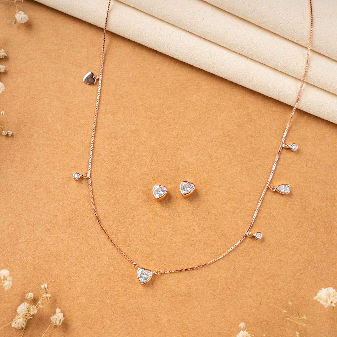 Rose Gold CZ Stone Chain