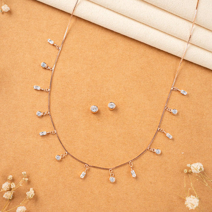 Stylish Rose Gold CZ Stone Chain for Women