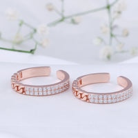 Daily Wear CZ Silver Rose Gold Toe Ring | Chaneira Jewels