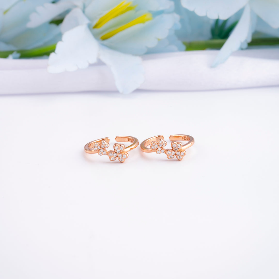 Daily Wear Silver Rose Gold CZ Toe Ring