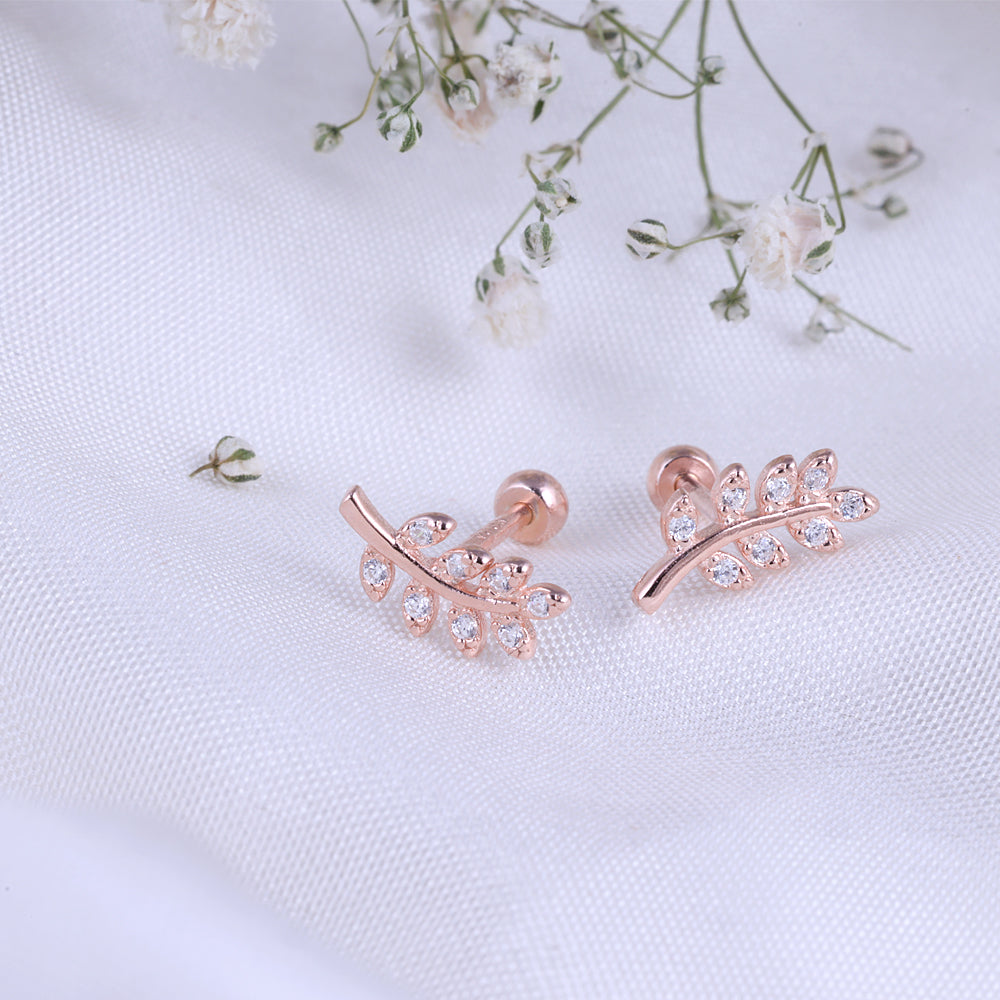 Daily Wear Small Silver Rose Gold Second Stud Earrings