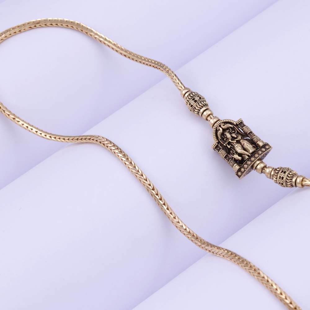Delicate Gold Plated Mugappu Chains for Office & Festive Wear