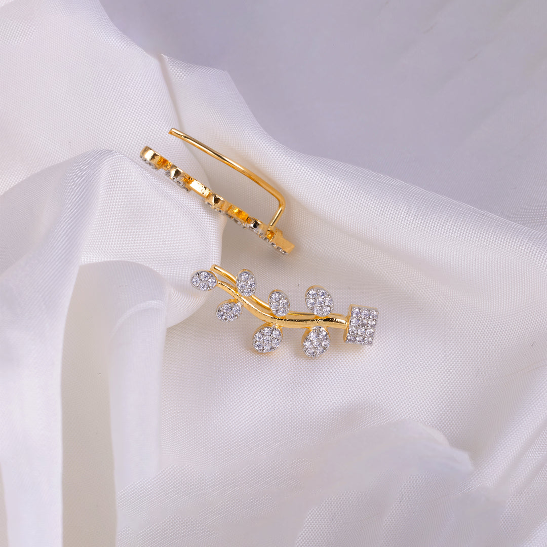 Designer CZ Gold Plated Cuff Earrings for Women