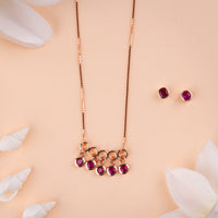 Designer CZ Rose Gold Chain Pendant Set Jewellery| Party Wear