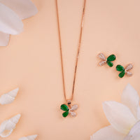 Designer CZ Rose Gold Chain Pendant Set for Festive Wear
