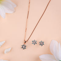 Designer CZ Rose Gold Chain Pendant Set for Women| Office Wear
