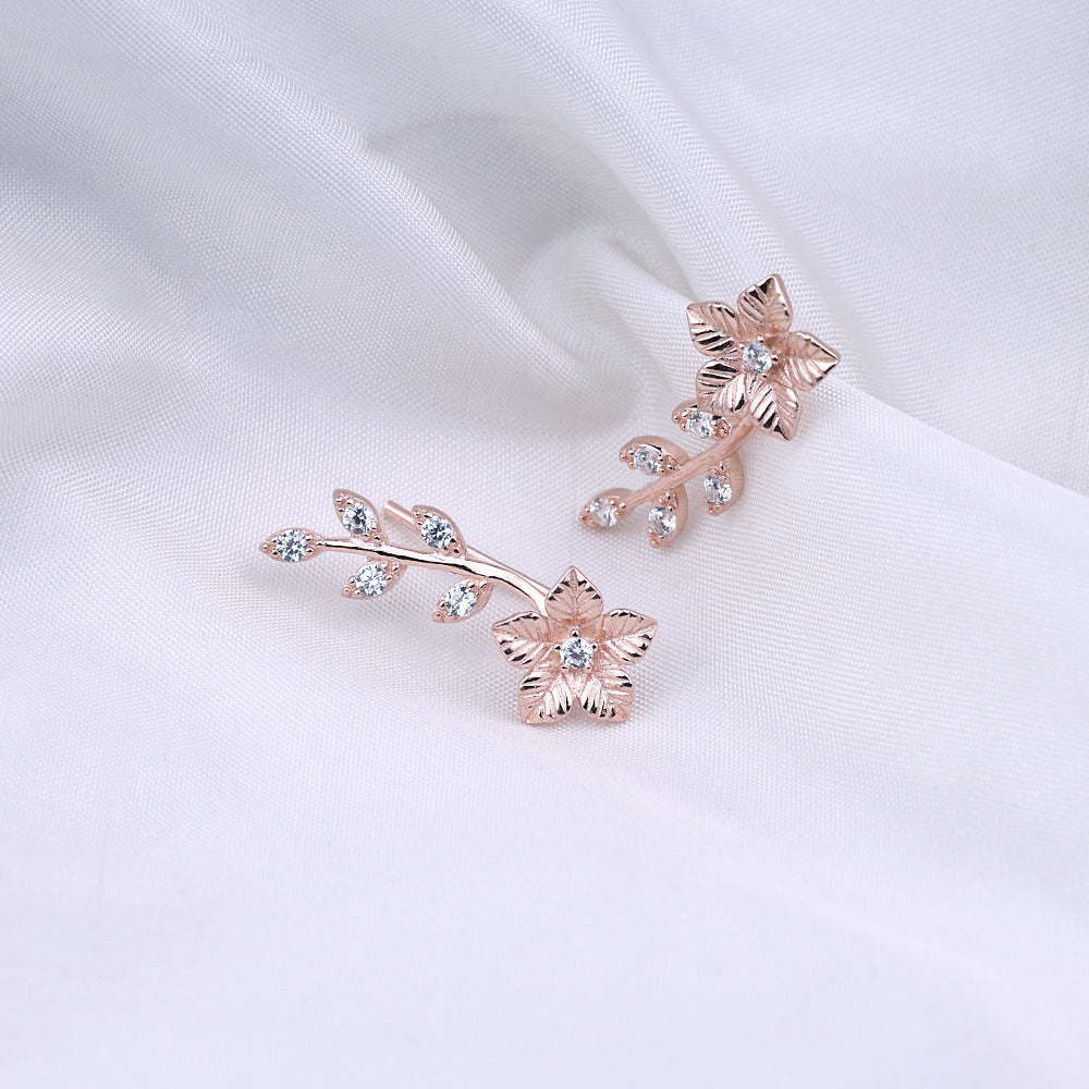 Designer CZ Rose Gold Cuff Earrings Daily Wear Design