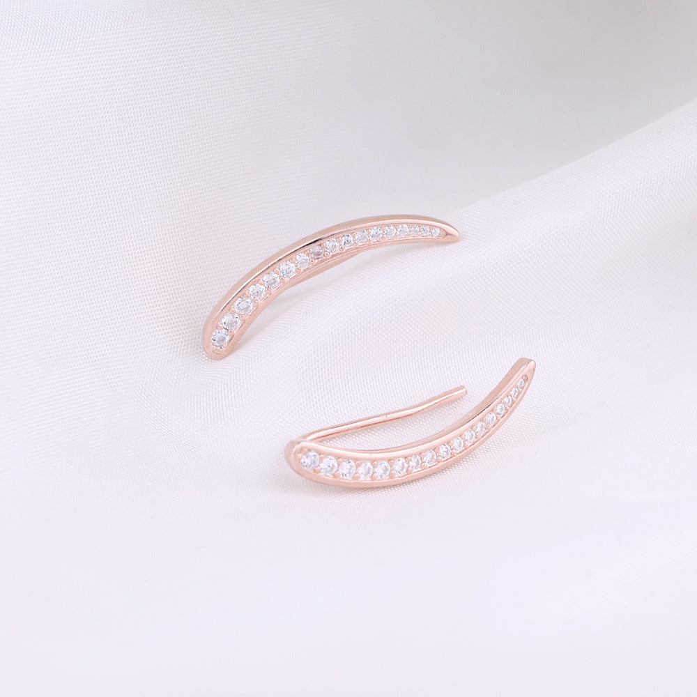 Designer CZ Rose Gold Cuff Earrings for Women