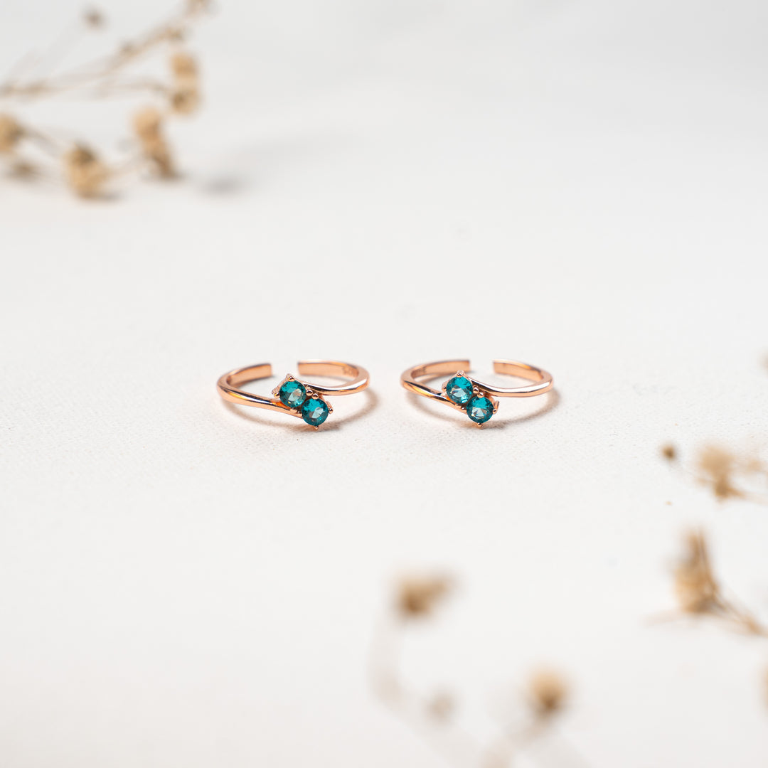 Designer CZ Rose Gold Toe Ring for Women
