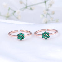 Designer CZ Silver Rose Gold Toe Ring | Chaneira Jewels