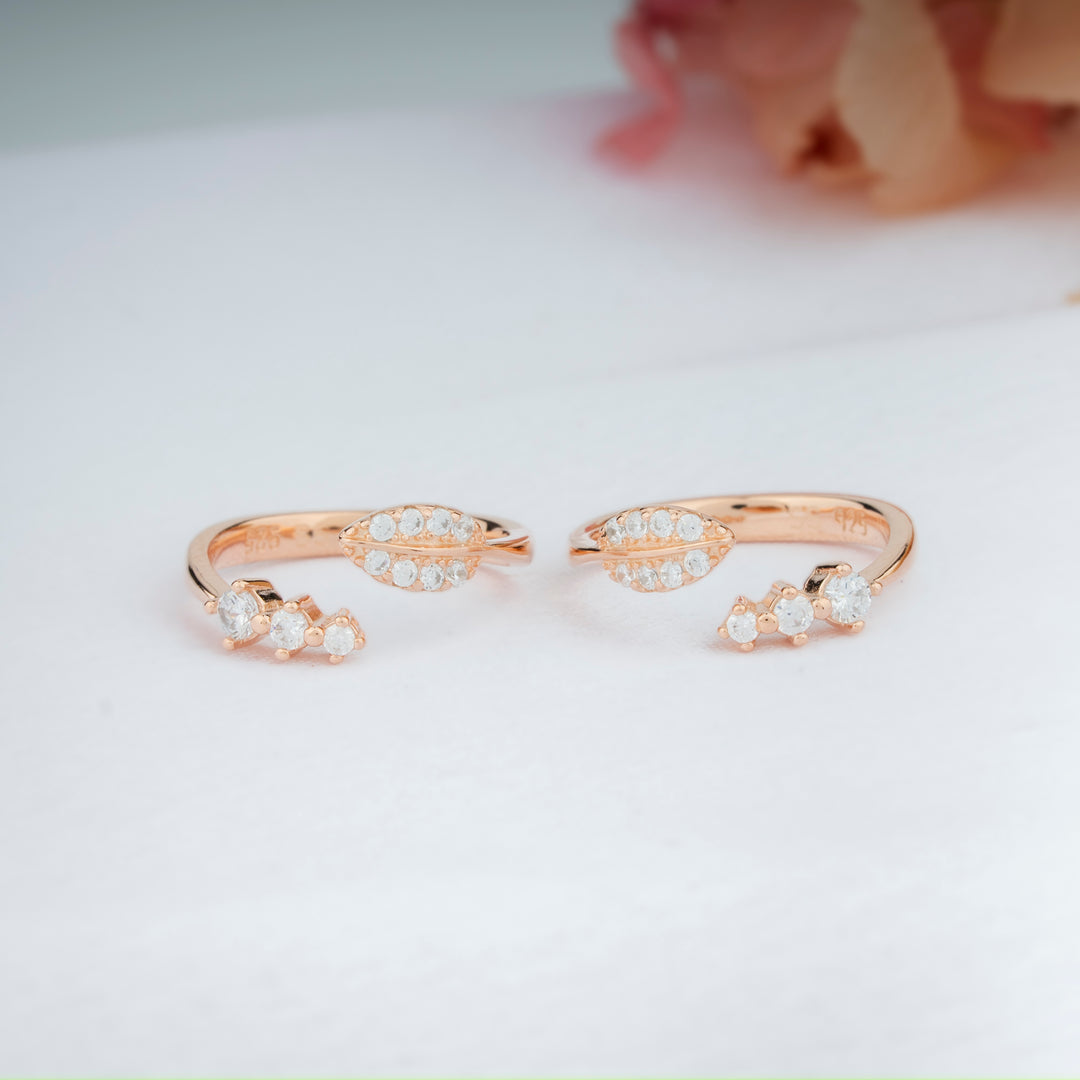 Designer CZ Stone SilverRose Gold Toe Ring for Women/Daily Wear
