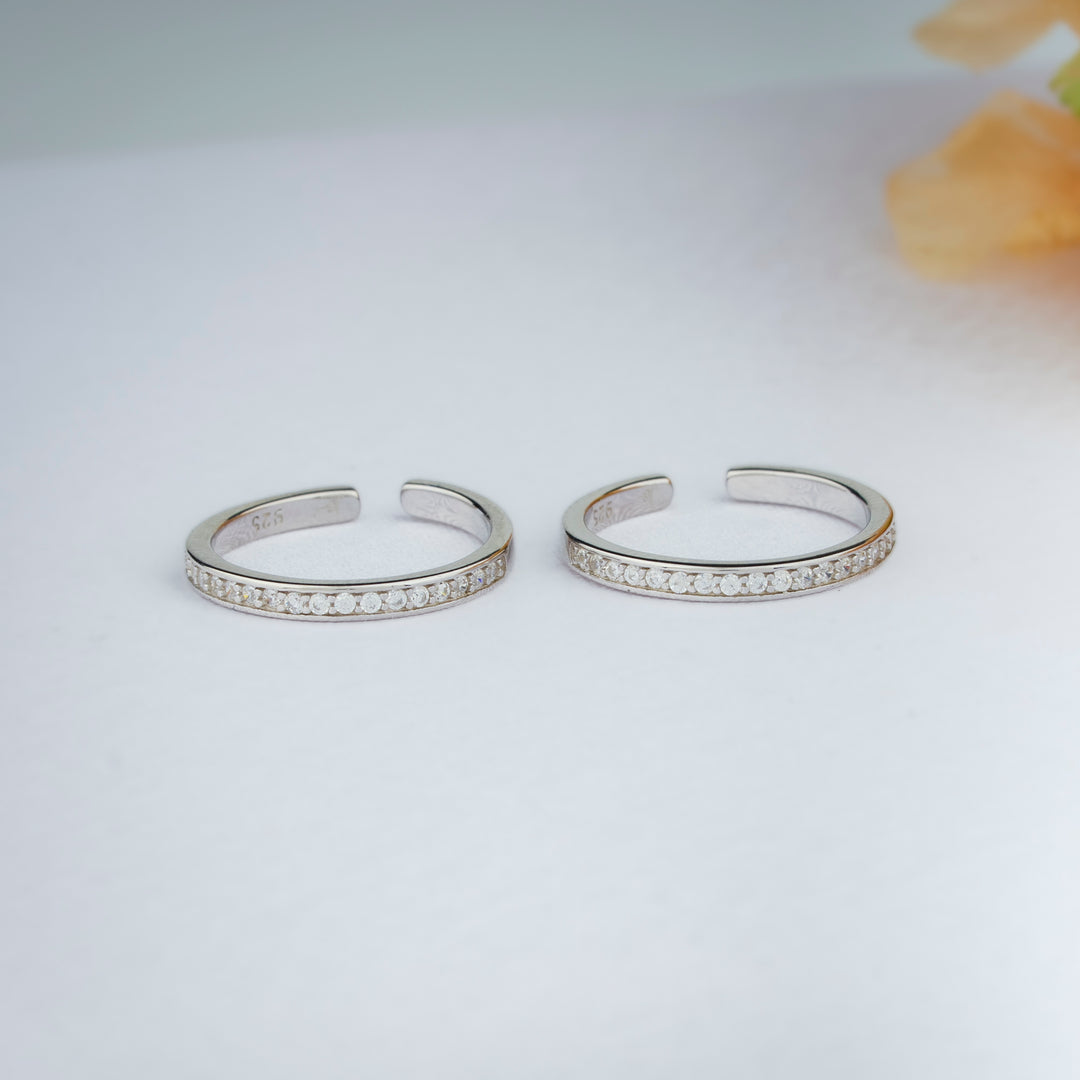 Designer CZ Stone Silver Toe Ring for Women/Daily Wear
