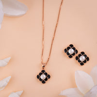 Designer Enamel Rose Gold Chain Pendant Set for Women| Party Wear
