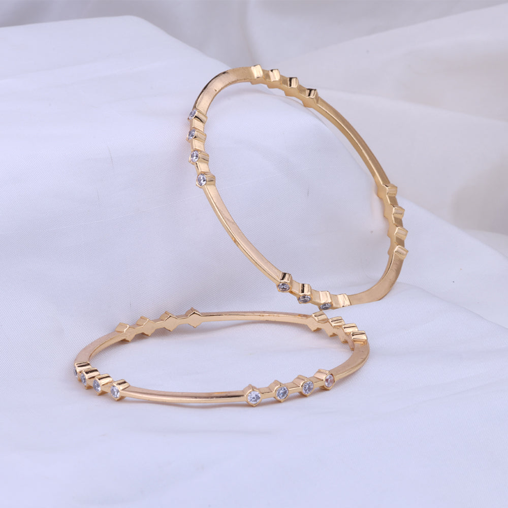 Designer Gold Plated Diamond Setting Bangle for Women | 92.5 Silver
