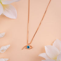 Designer Plain Rose Gold Evil Eye Chain Pendant Set for Women