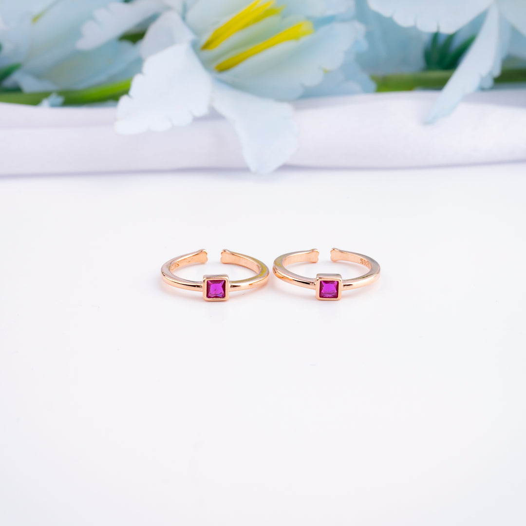Designer Silver Rose Gold CZ Toe Ring