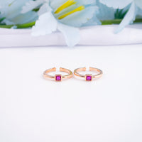 Designer Silver Rose Gold CZ Toe Ring