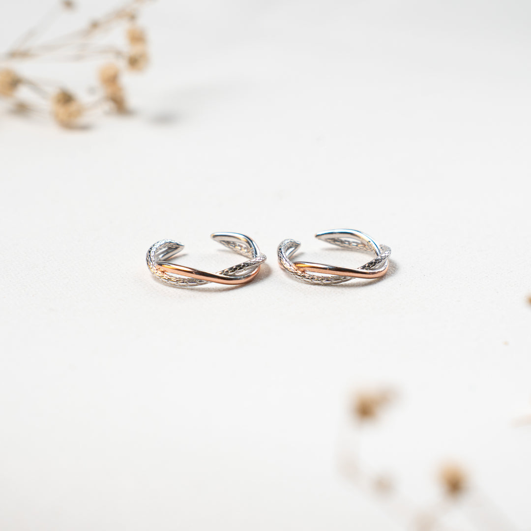 Dual Tone Silver Toe Rings | Festive Design
