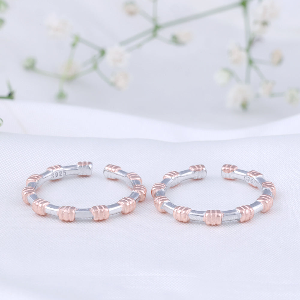 Dual_Tone_Silver_Toe_Rings_Stylish_Design/Party Wear