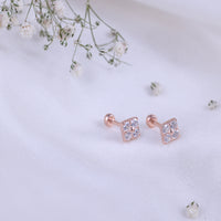 Elegant Adjustable Silver Rose Gold Second Stud Earrings