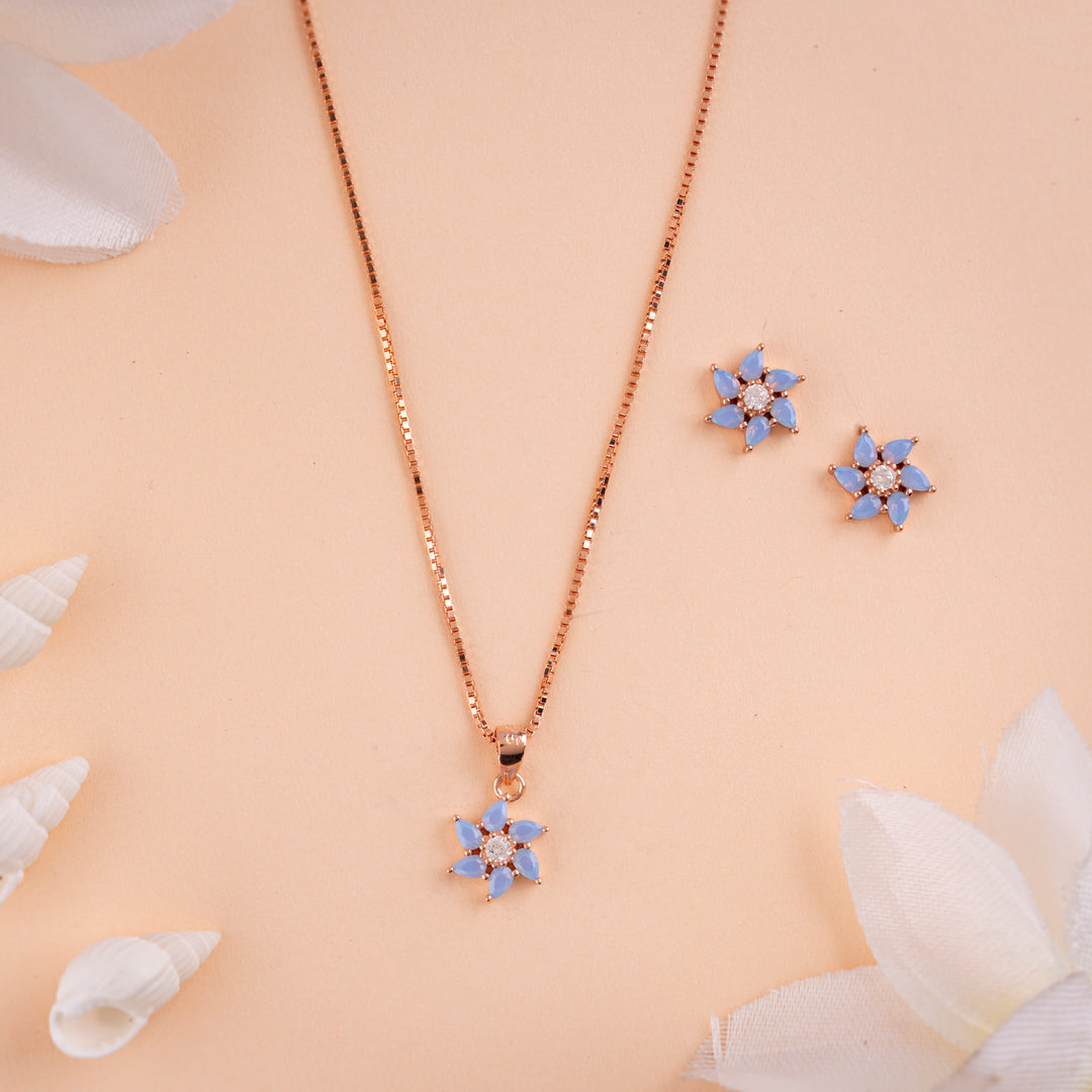 Elegant CZ Rose Gold Chain Pendant Set Design| Classic